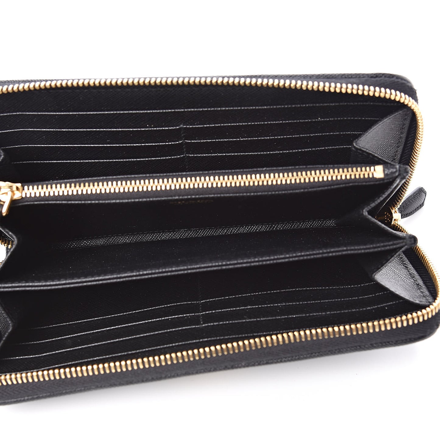 Saffiano Quilted Zip Around Wallet Black
