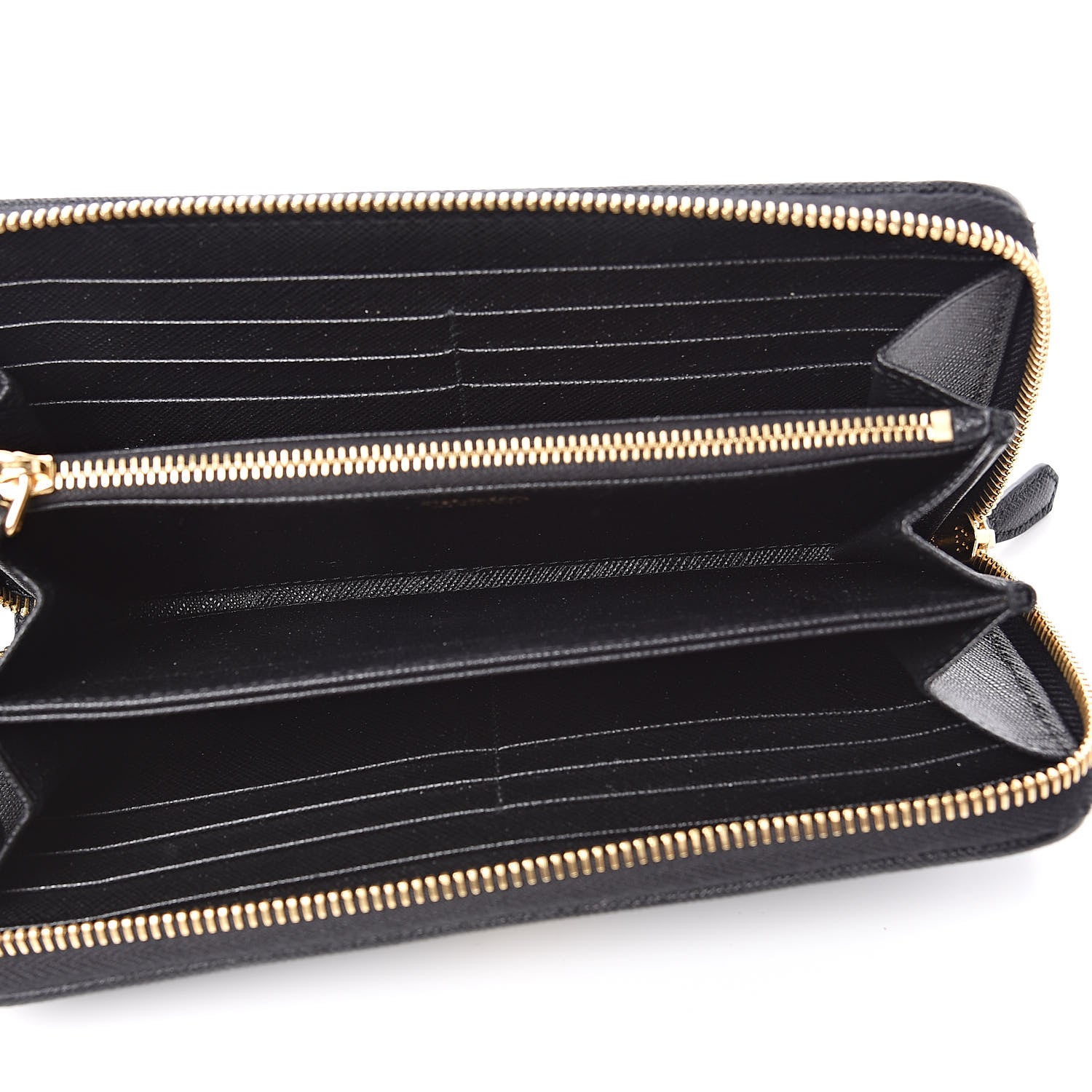 Prada Saffiano Quilted Zip Around Wallet Black 5 of 8