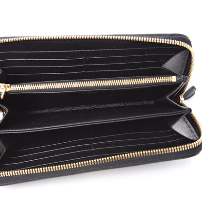 Prada Saffiano Quilted Zip Around Wallet Black 5 of 8