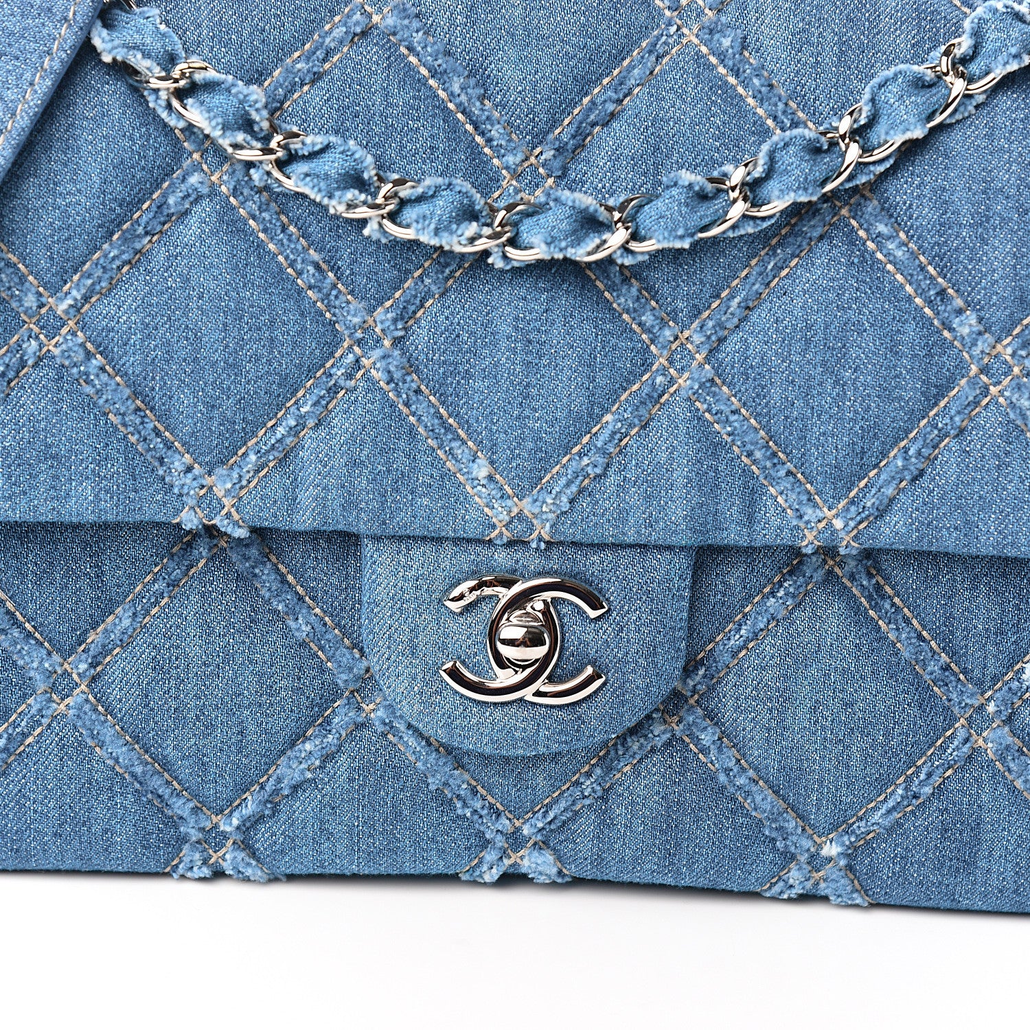 Chanel Denim Quilted Medium Distressed Single Flap Blue 9 of 10