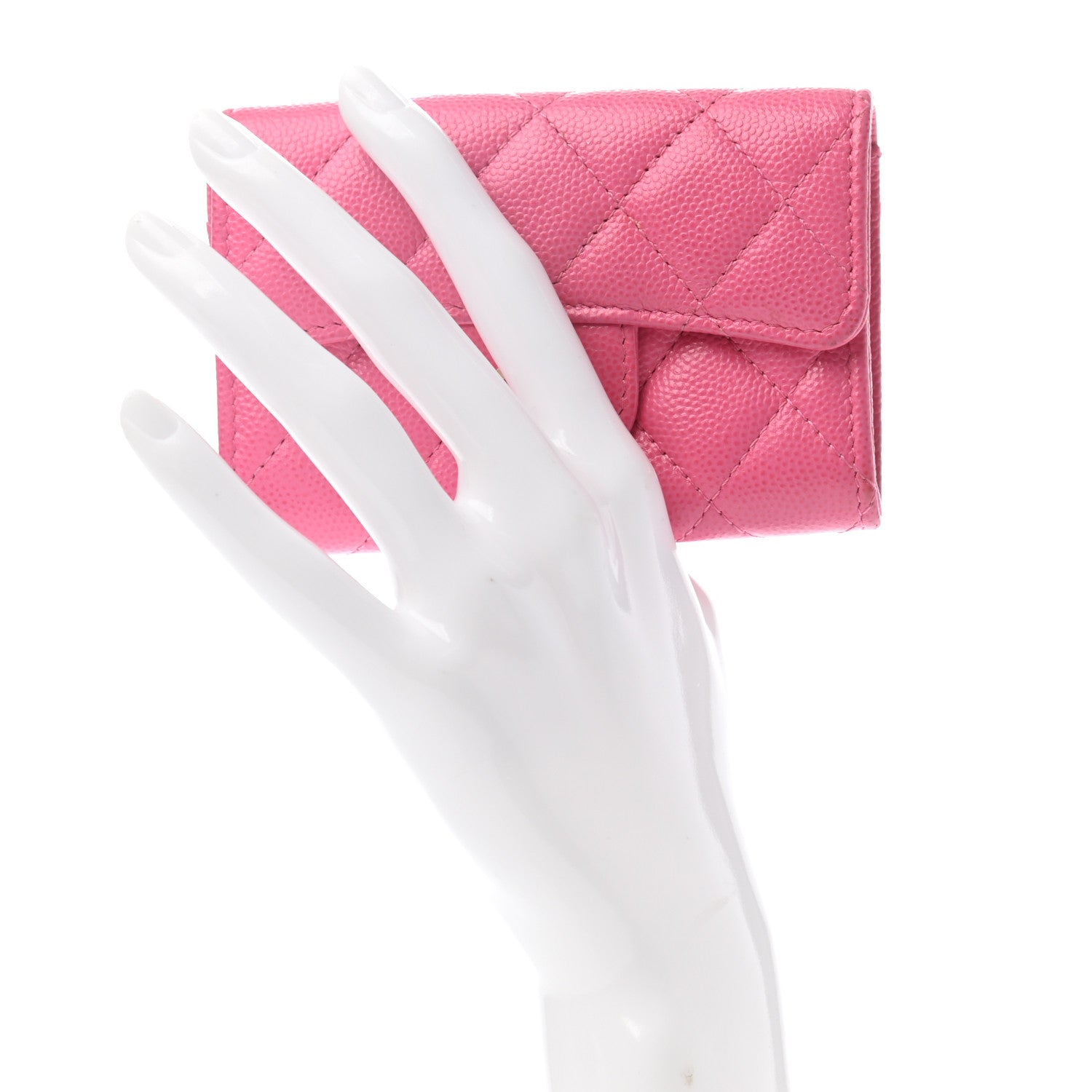 Chanel Caviar Quilted Flap Card Holder Wallet Pink 2 of 8