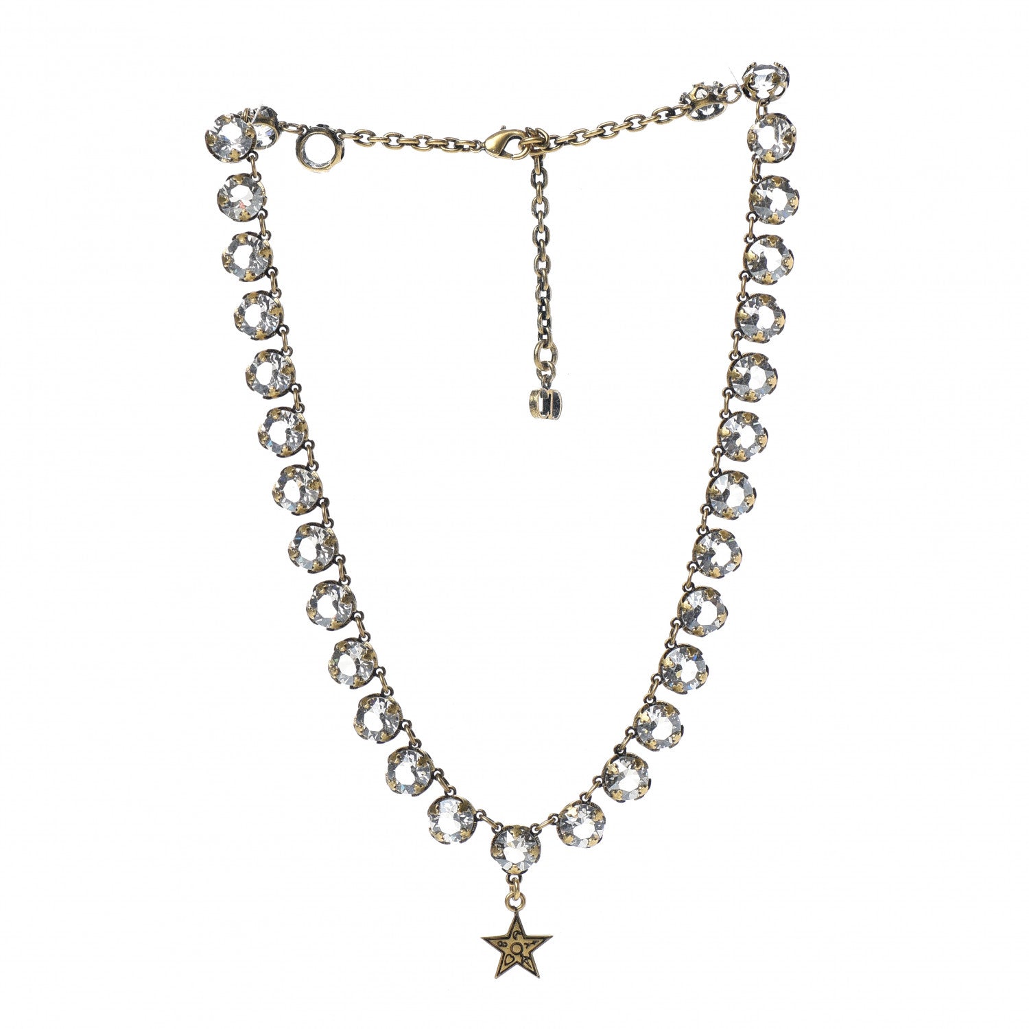 Christian Dior Crystal Star Necklace Gold 3 of 5
