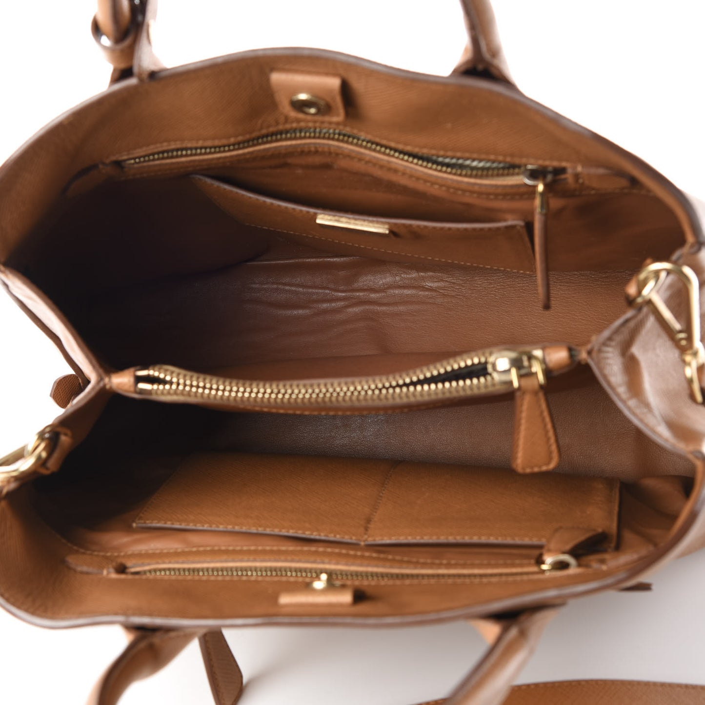 Saffiano Cuir Open Promenade Tote Caramel