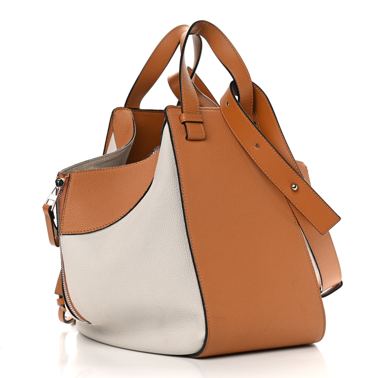 Calfskin Medium Hammock Shoulder Bag Tan White