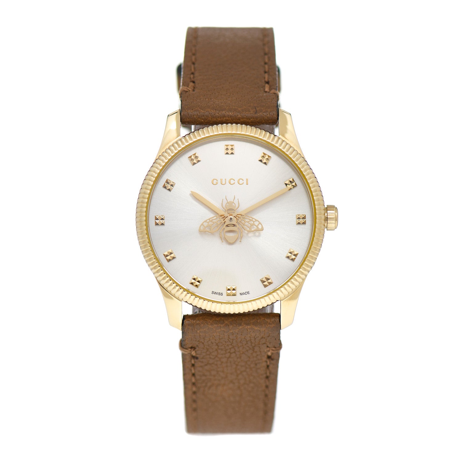 Gucci Stainless Steel Calfskin 29mm G-Timeless Bee Quartz Watch 1 of 5