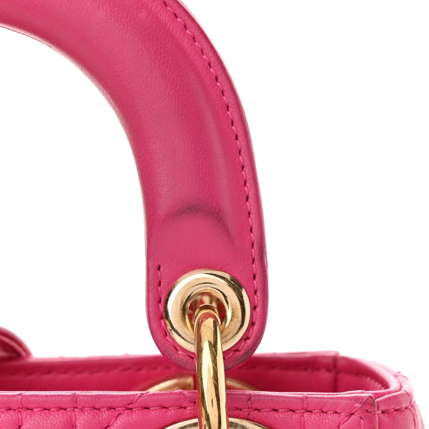 Lambskin Cannage Mini Lady Dior Fuchsia