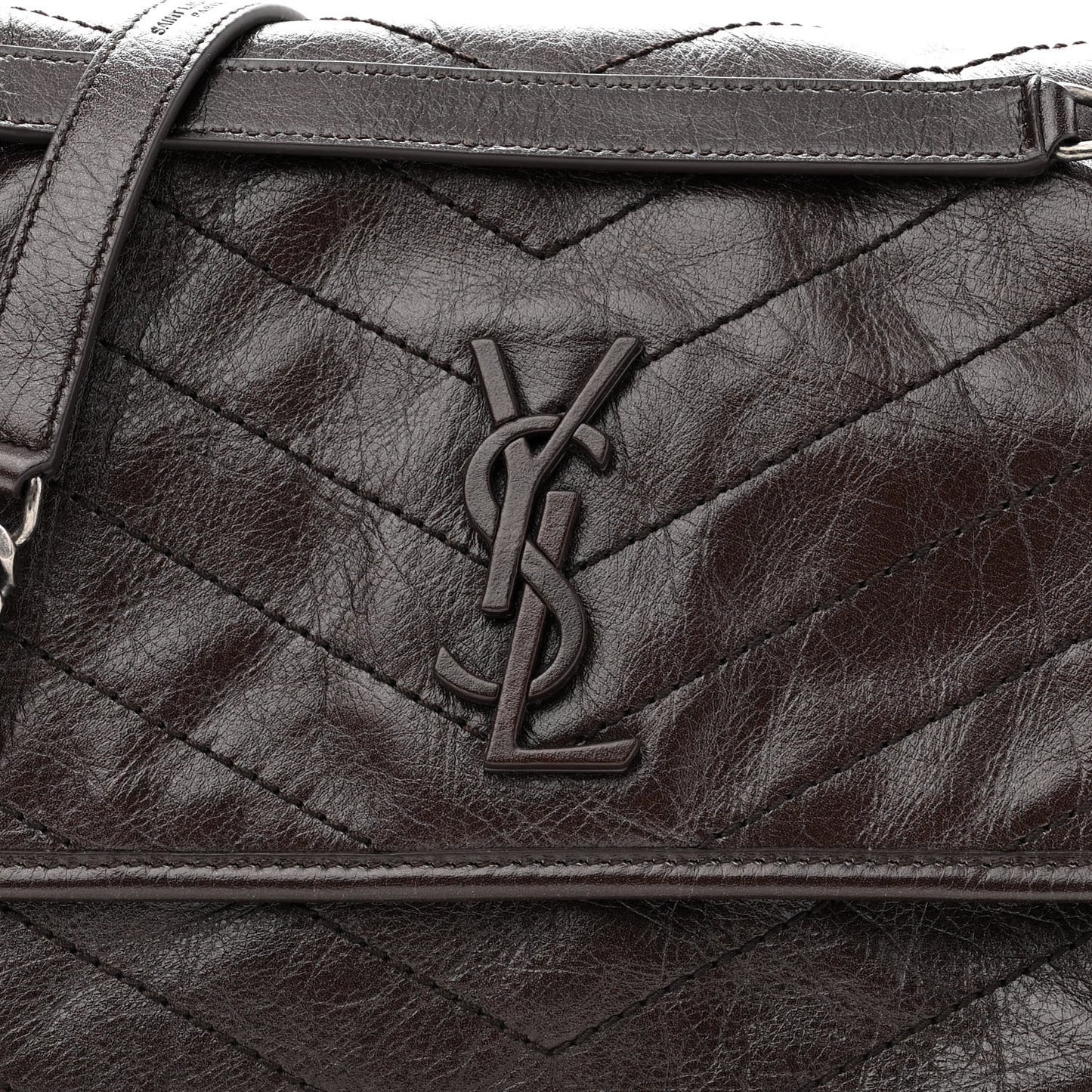 Crinkled Calfskin Matelasse Monogram Medium Niki Chain Satchel Tulip