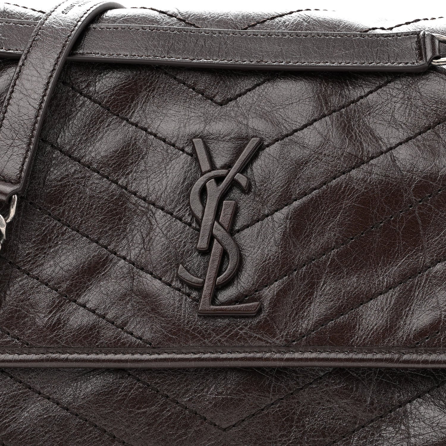 Saint Laurent Crinkled Calfskin Matelasse Monogram Medium Niki Chain Satchel Tulip 8 of 10