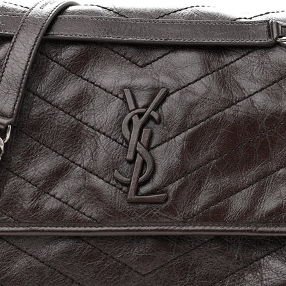 Saint Laurent Crinkled Calfskin Matelasse Monogram Medium Niki Chain Satchel Tulip 8 of 10