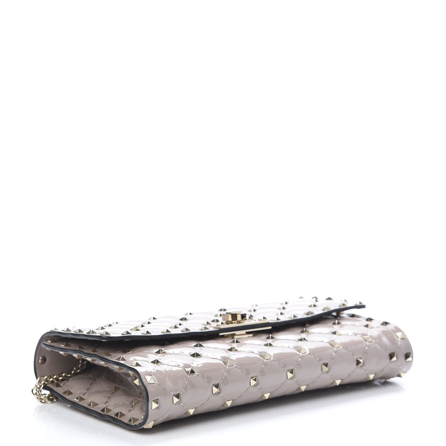 Patent Rockstud Spike Wallet on Chain Poudre