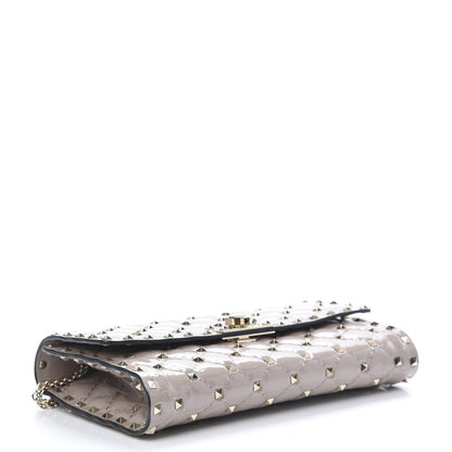 Valentino Garavani Patent Rockstud Spike Wallet on Chain Poudre 3 of 10