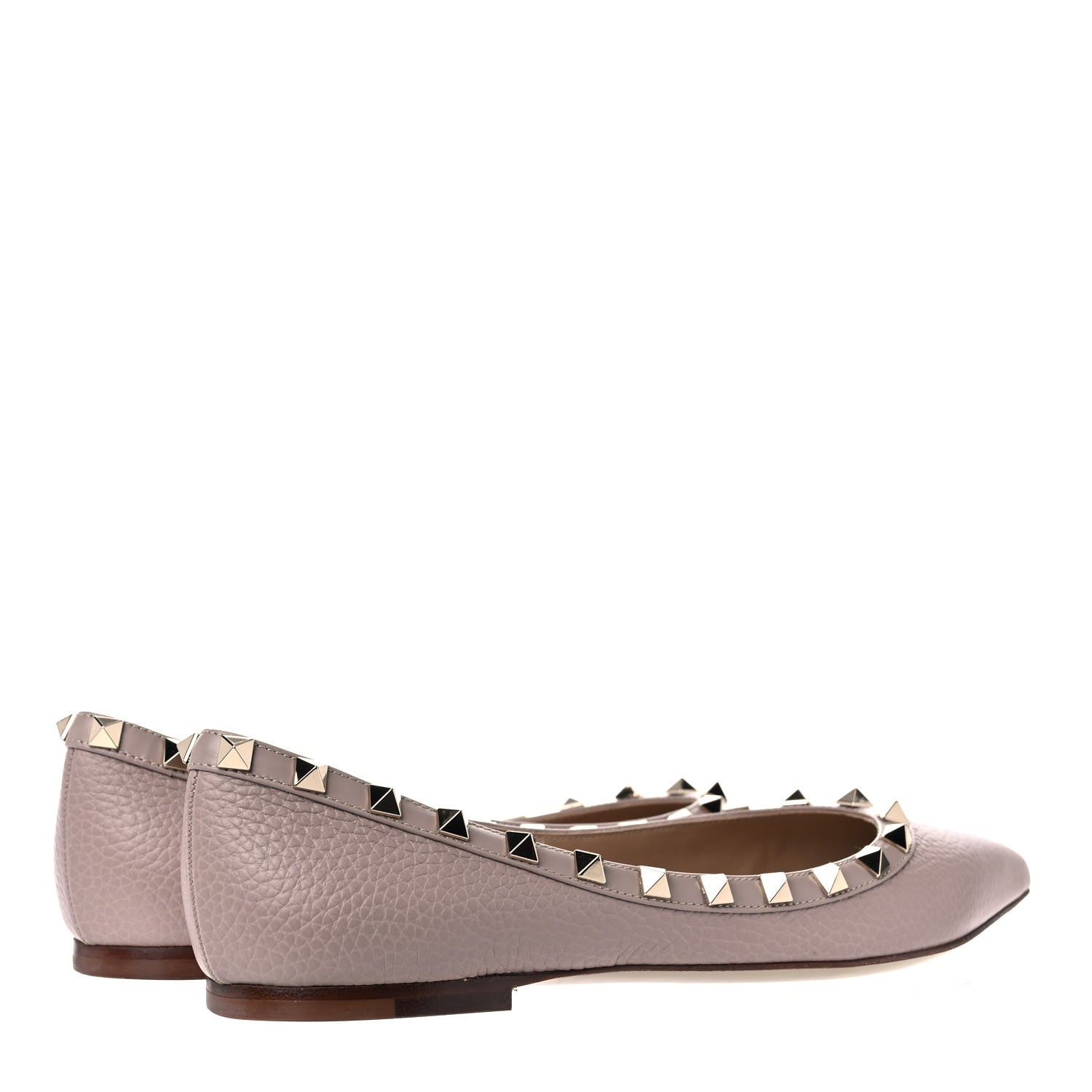Valentino Garavani Pebbled Calfskin Rockstud Ballerina Flats 38 Poudre 4 of 12