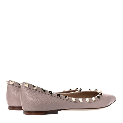 Valentino Garavani Pebbled Calfskin Rockstud Ballerina Flats 38 Poudre 4 of 12