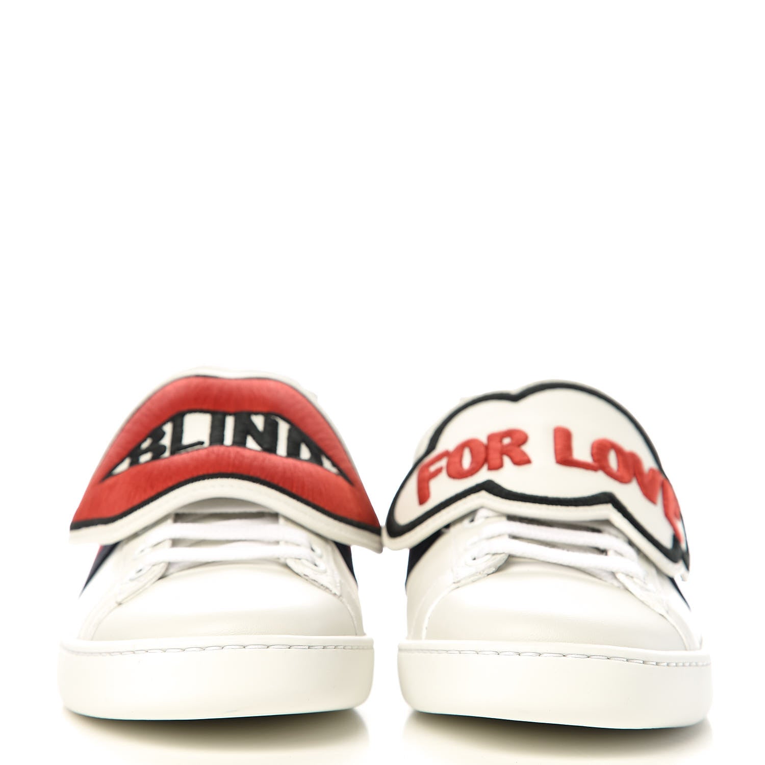 Gucci Calfskin Ayers Blind For Love Embroidered Womens Ace Sneakers 35.5 White 3 of 11