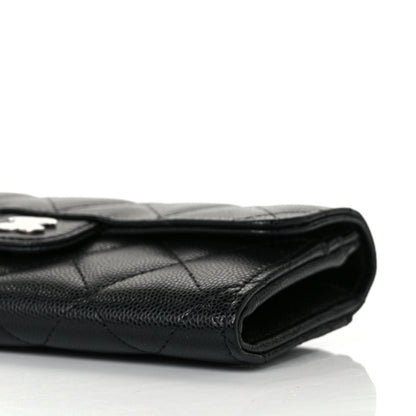 Chanel Caviar Quilted Medium Gusset Flap Wallet Black 9 of 10