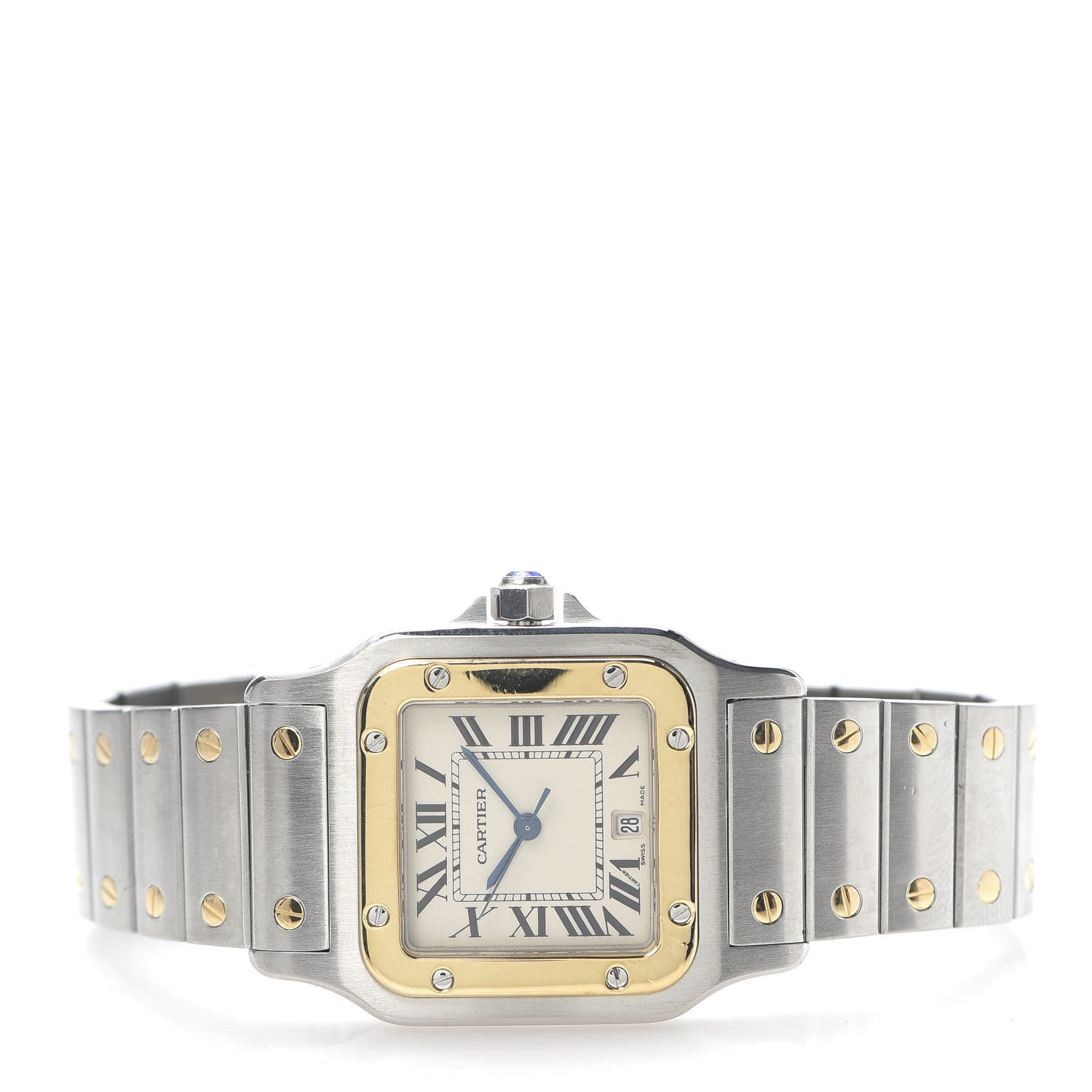 Cartier Stainless Steel 18K Yellow Gold 29mm Santos De Galbee Quartz Watch 3 of 6
