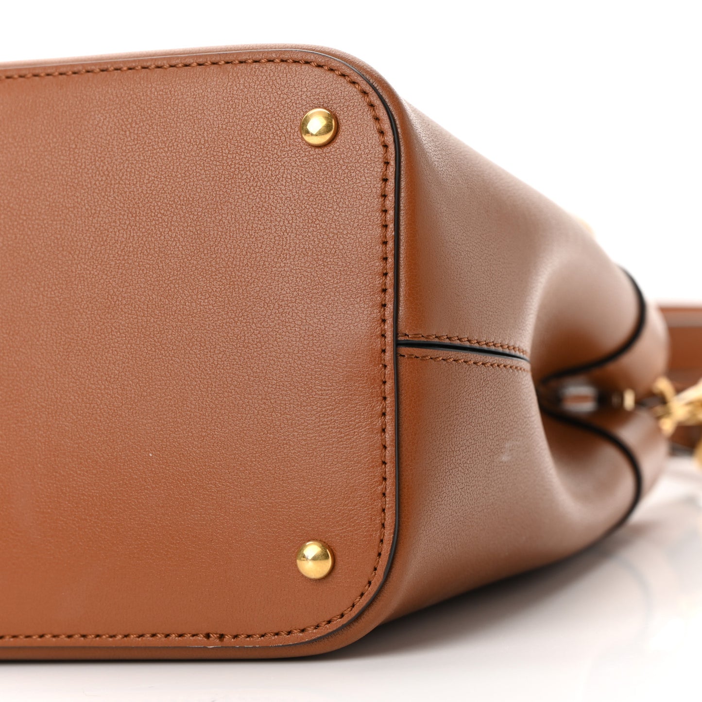 Smooth Calfskin Supervee Top Handle Bag Saddle Brown