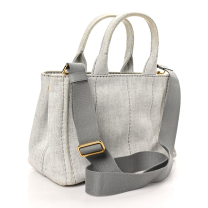 Prada Denim Small Logo Tote Bianco 3 of 9
