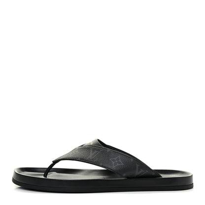 Louis Vuitton Monogram Eclipse Mens Mirabeau Thong Sandals 9.5 1 of 13