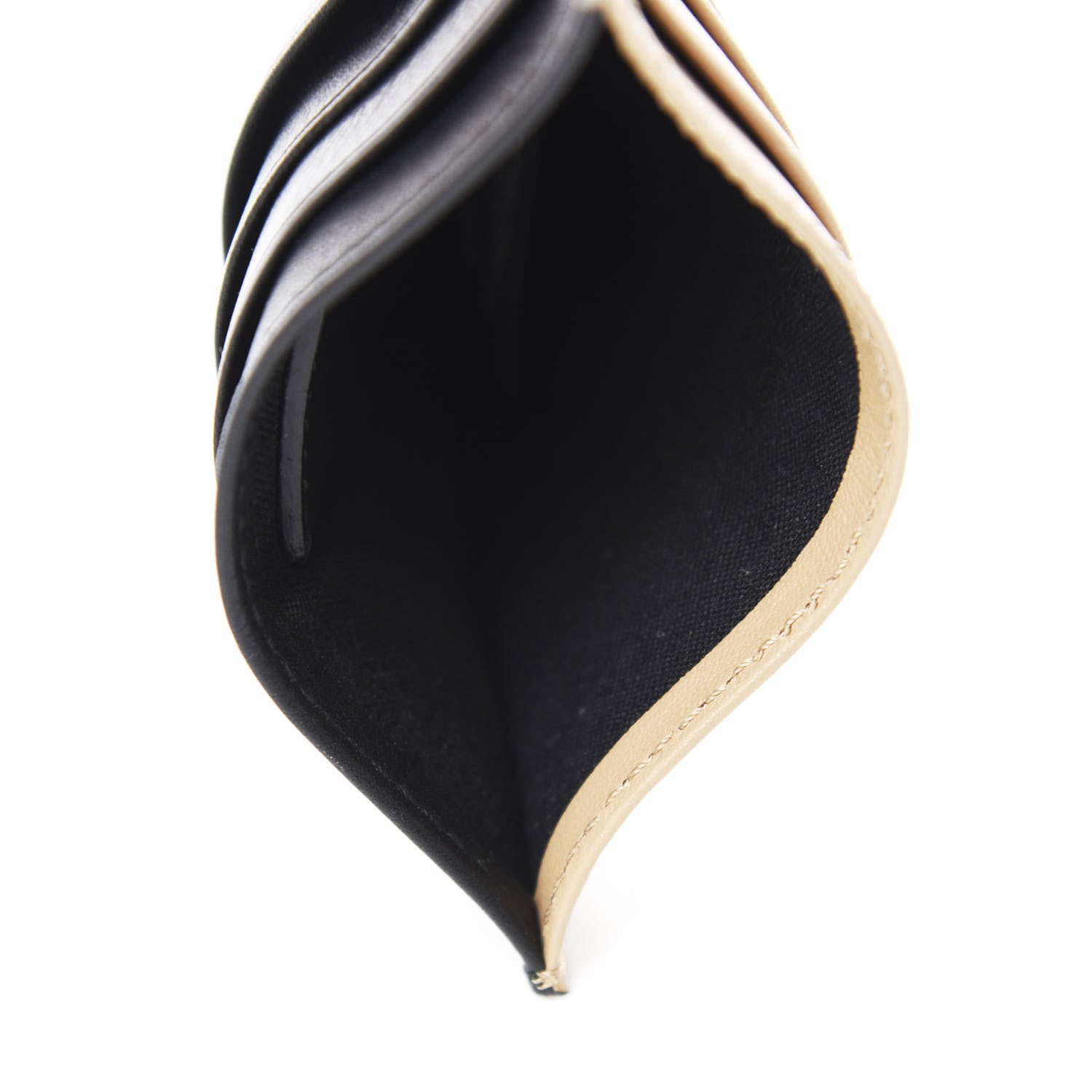 Fendi Vitello Dolce Bi-Color Card Holder Tan Black 5 of 8