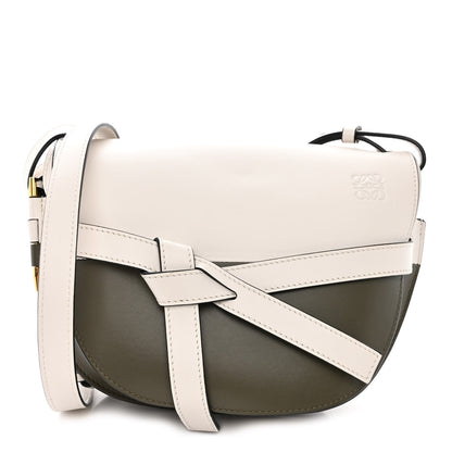 Loewe Calfskin Small Gate Crossbody Bag Khaki Green Soft White 1 of 10