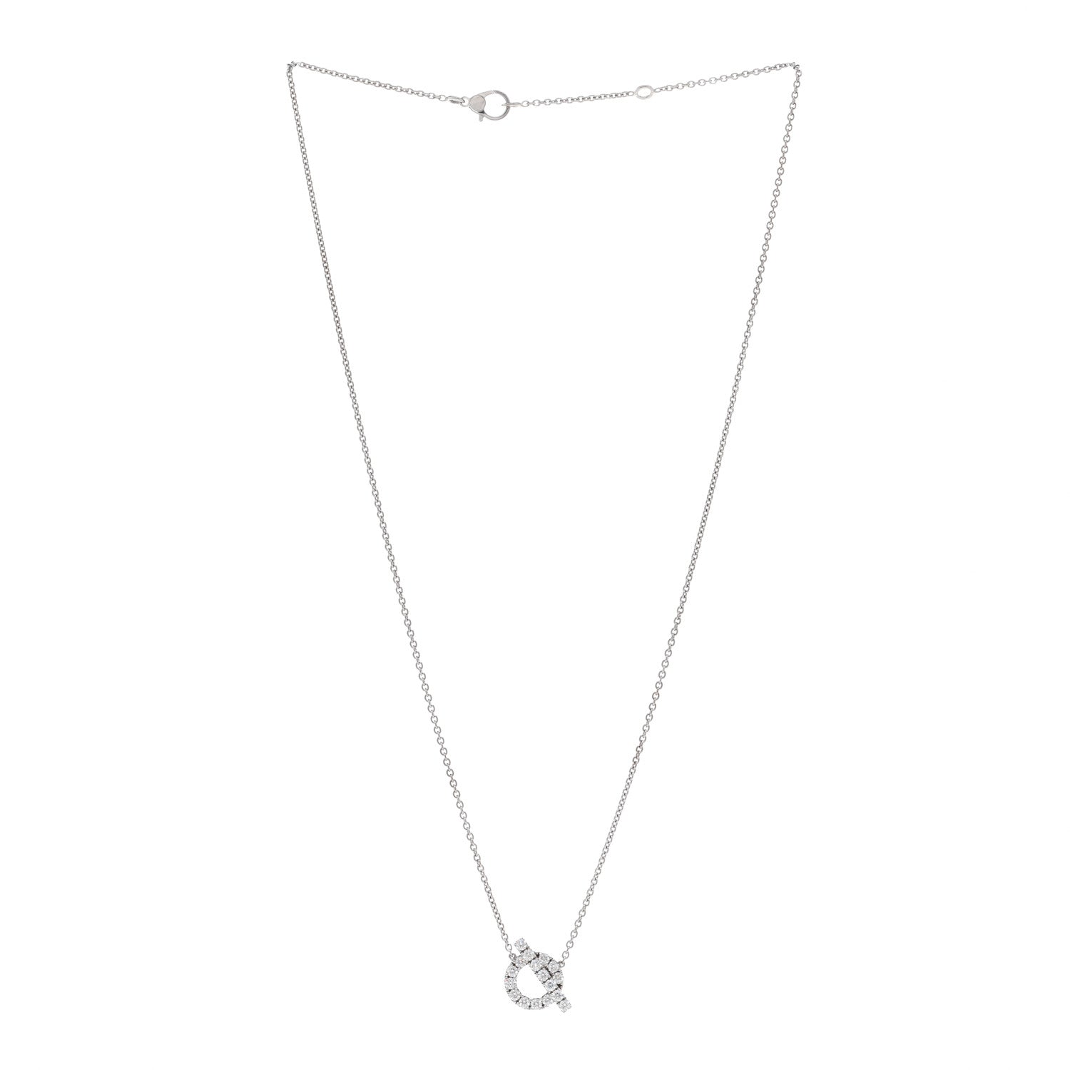 Hermes 18K White Gold Diamond Finesse Pendant Necklace 3 of 5