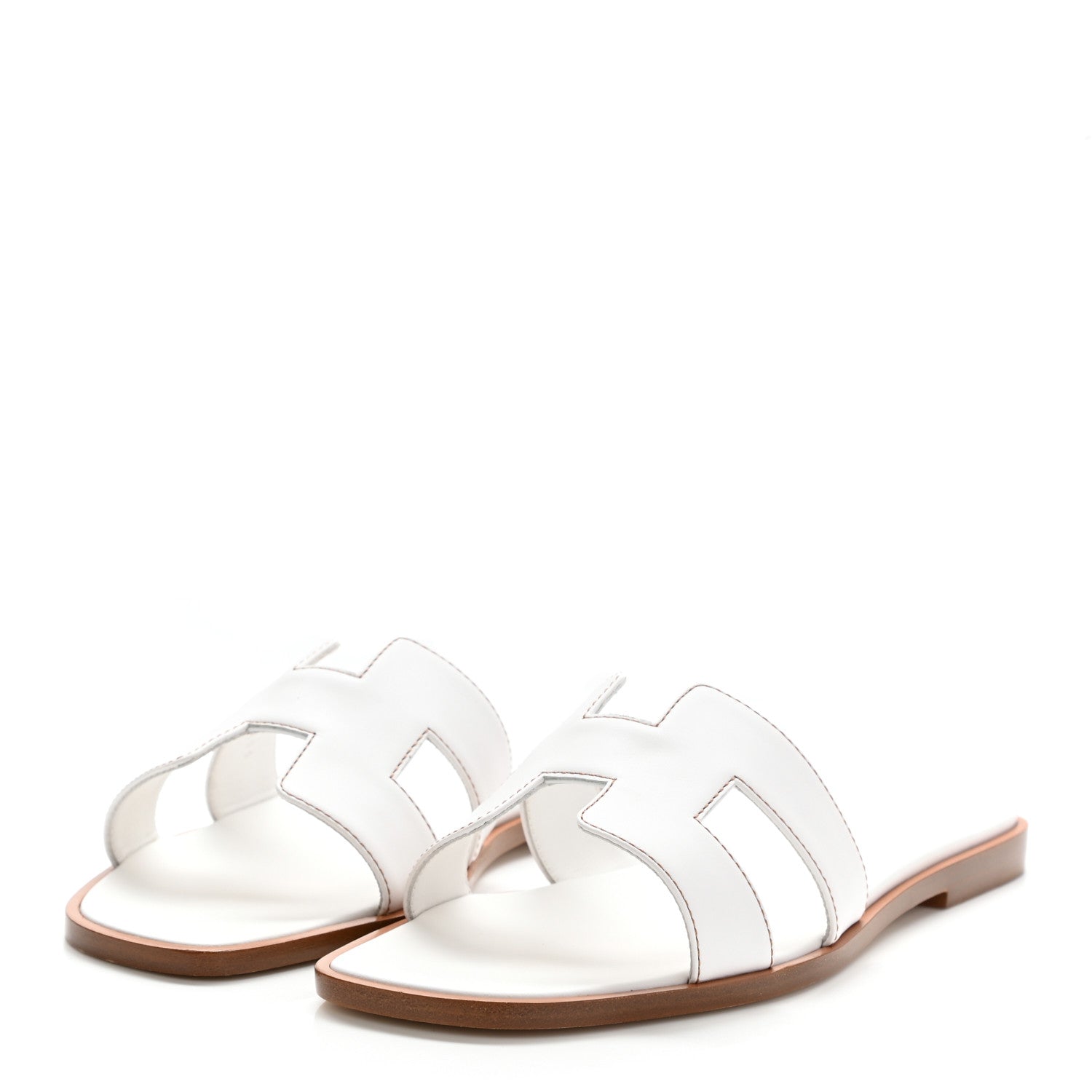 Hermes Box Calfskin Oran Sandals 37 White 3 of 8