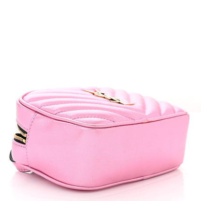 Saint Laurent Metallic Calfskin Matelasse Monogram Lou Belt Bag Vegas Pink 4 of 11