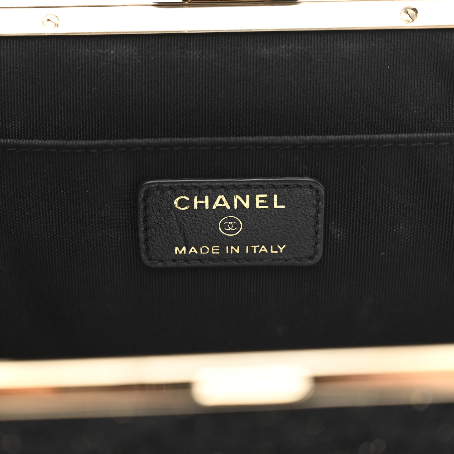 Tweed Quilted Kiss Lock Clutch Black