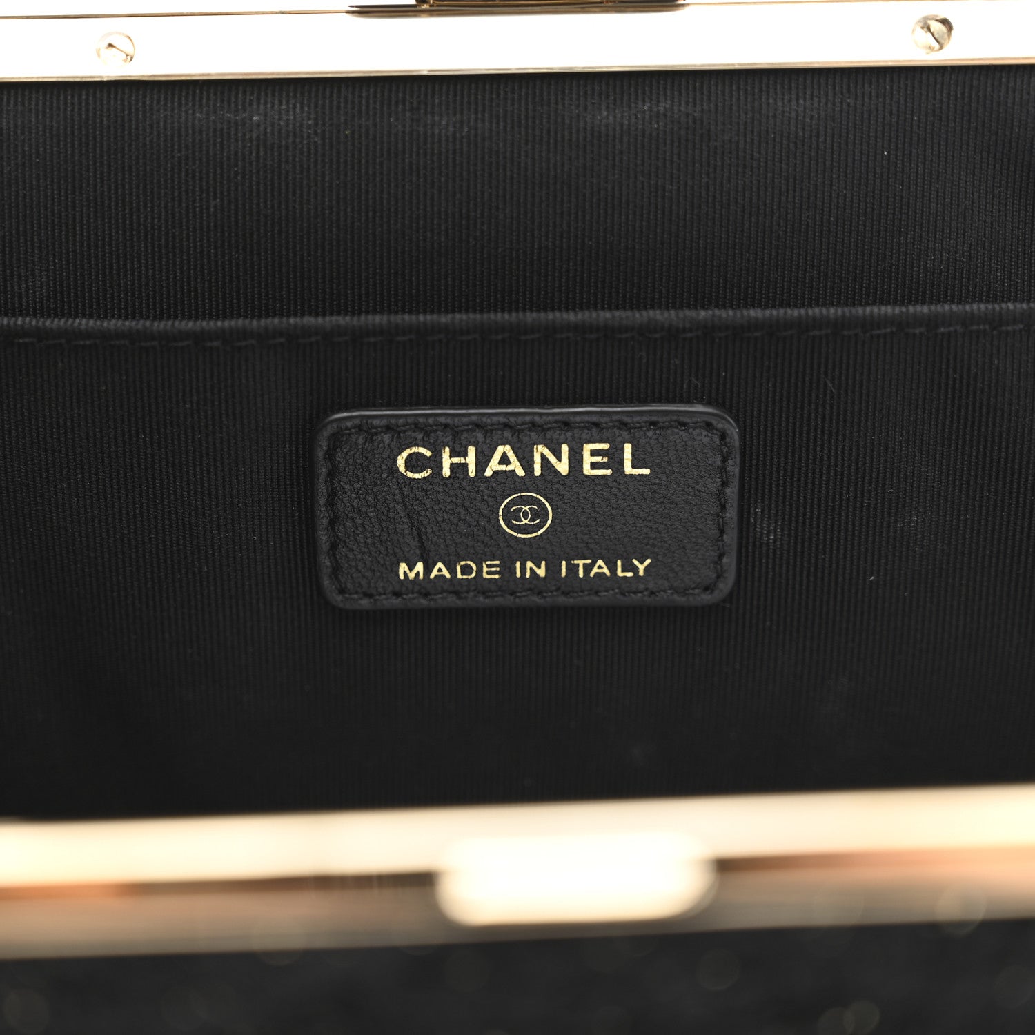 Chanel Tweed Quilted Kiss Lock Clutch Black 6 of 10