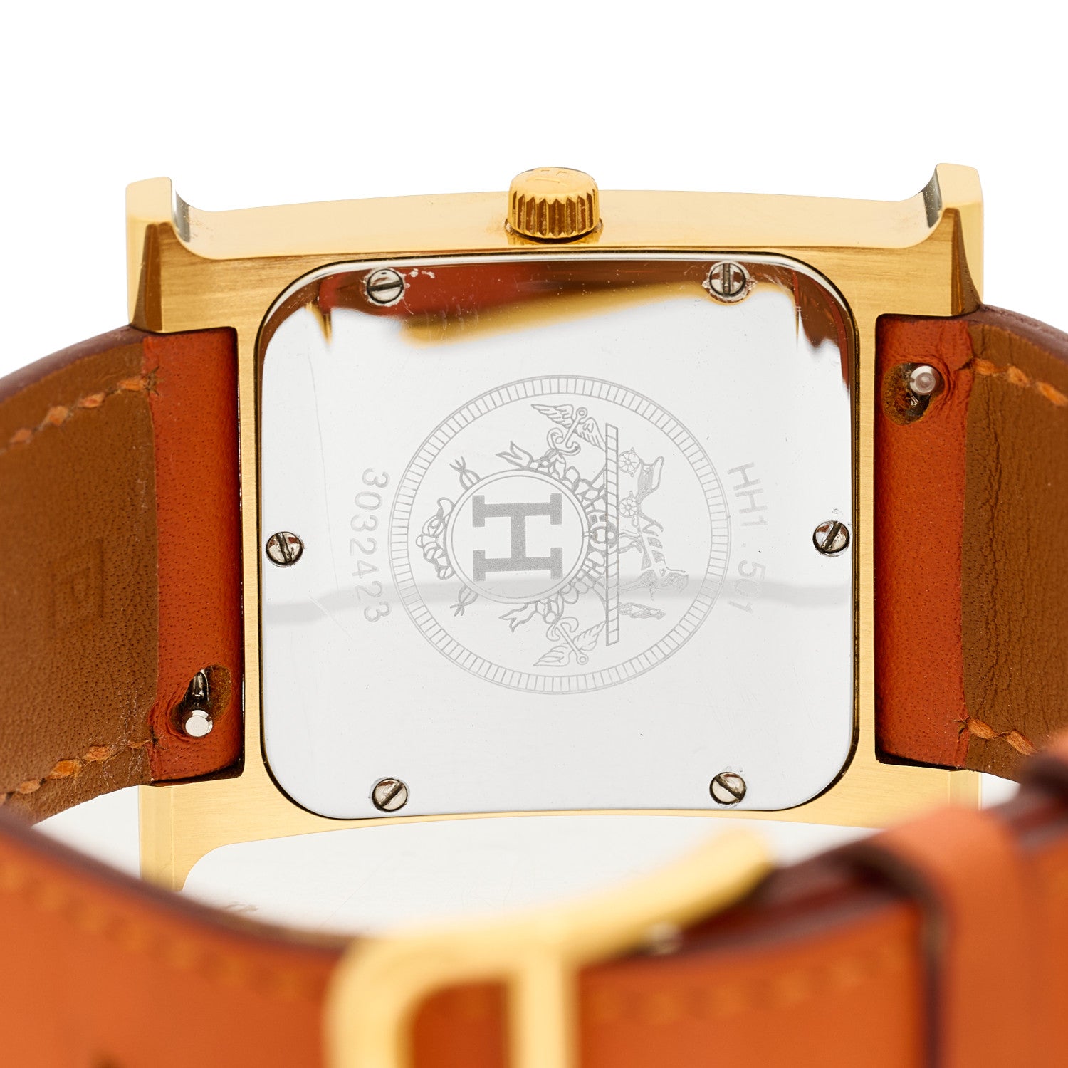 Hermes Stainless Steel Swift 26mm Heure H Hour Quartz Watch Orange 4 of 5