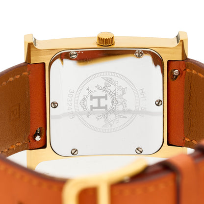 Hermes Stainless Steel Swift 26mm Heure H Hour Quartz Watch Orange 4 of 5
