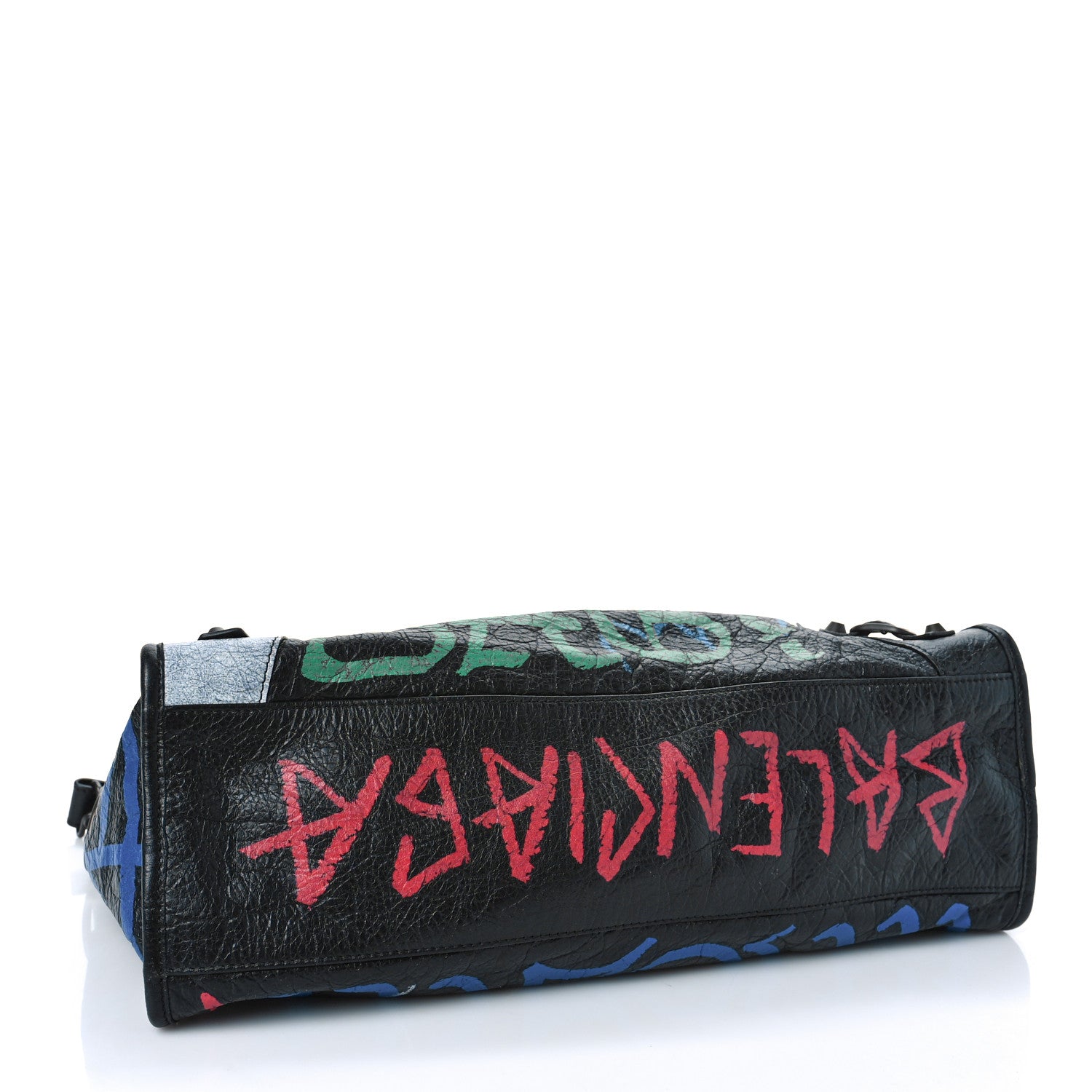 Balenciaga Agneau Graffiti All Over Classic Hardware City Black Vert Rouge 4 of 9