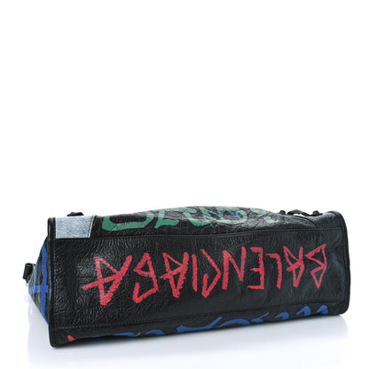 Balenciaga Agneau Graffiti All Over Classic Hardware City Black Vert Rouge 4 of 9