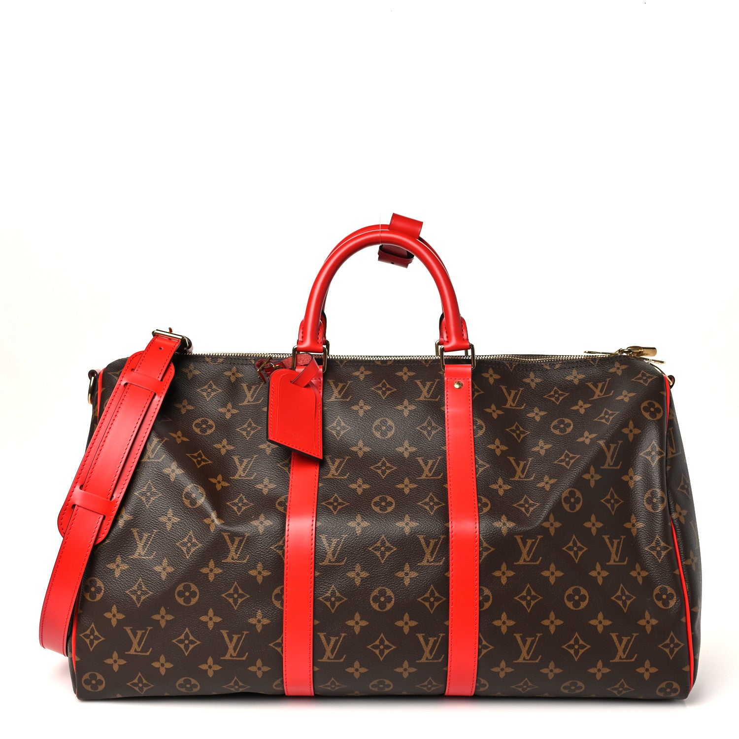 Louis Vuitton Calfskin Monogram Keepall Bandouliere 50 Coquelicot 1 of 8