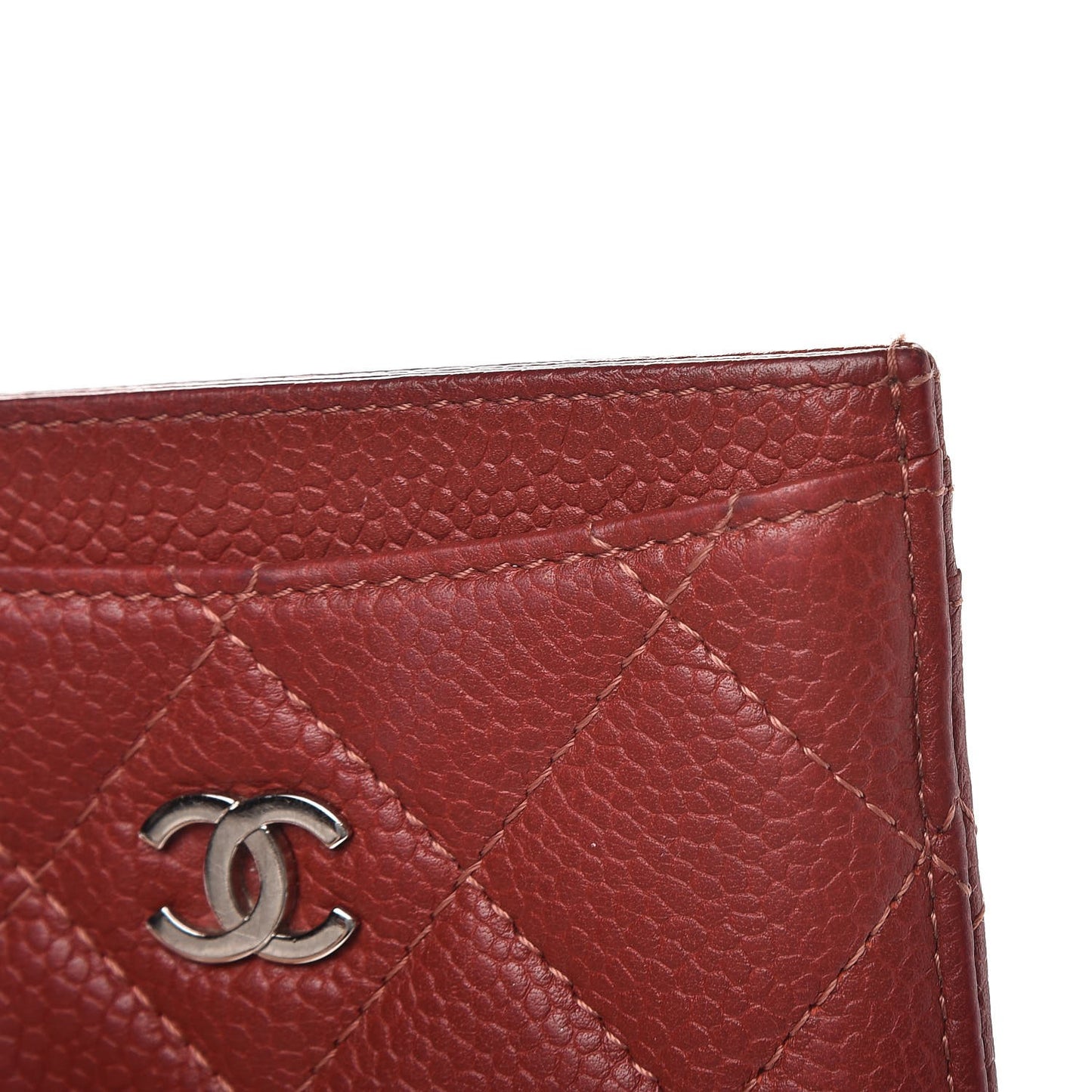 Caviar Quilted Card Holder Red