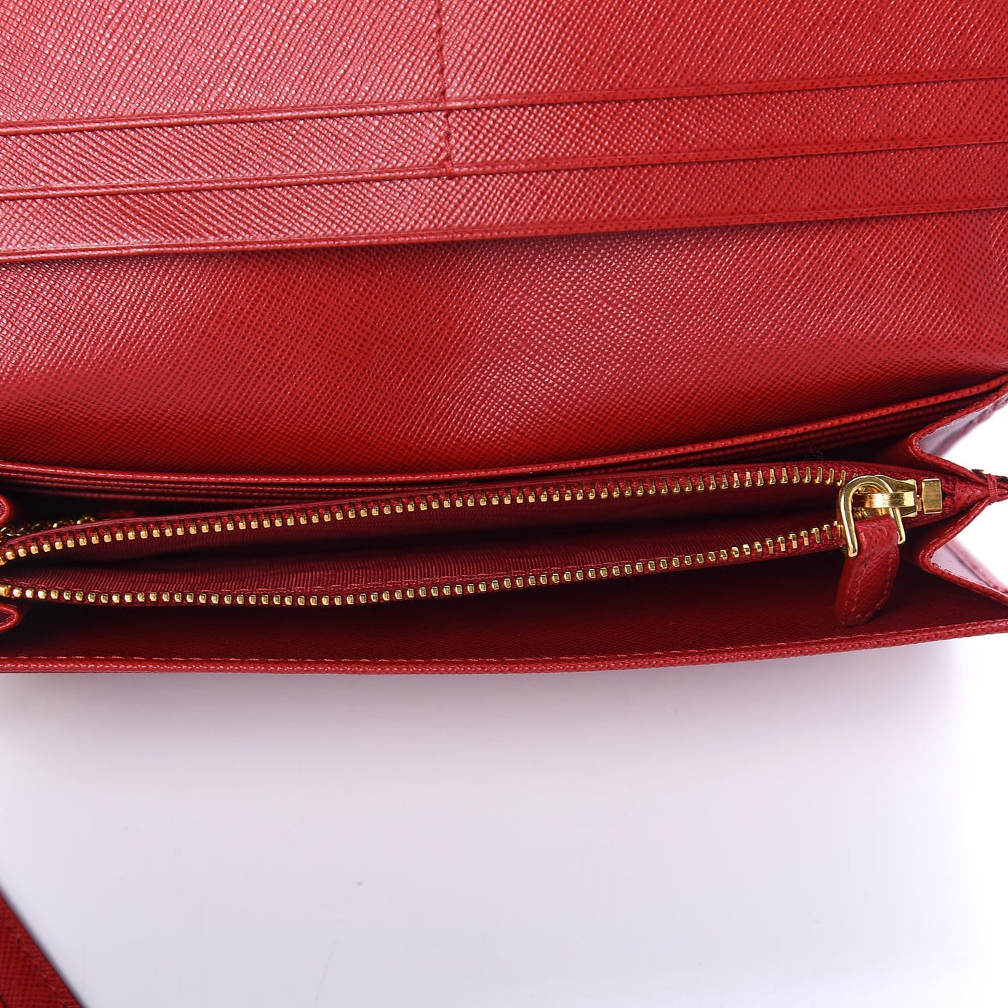 Saffiano Triangle Continental Flap Wallet Fuoco