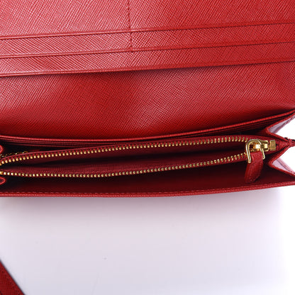 Prada Saffiano Triangle Continental Flap Wallet Fuoco 6 of 10