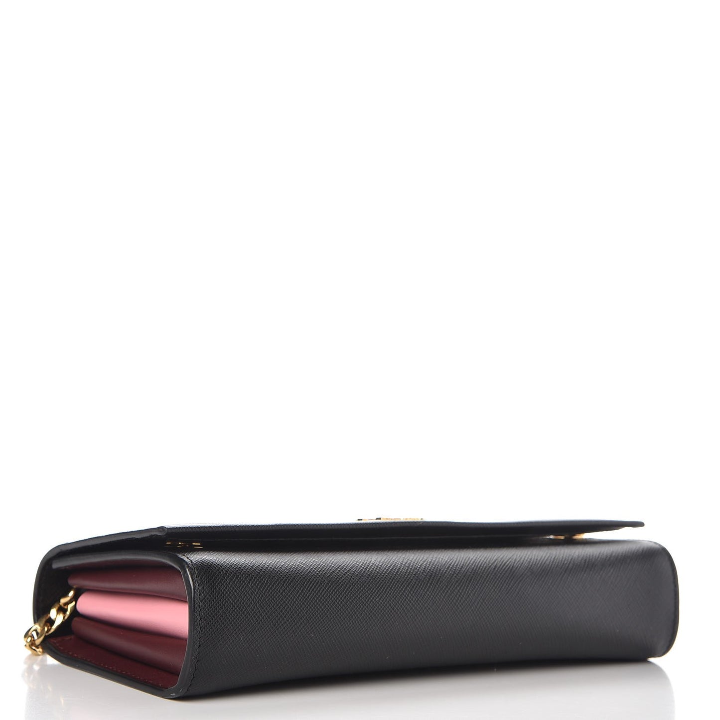 Saffiano Metal Oro Chain Wallet Black