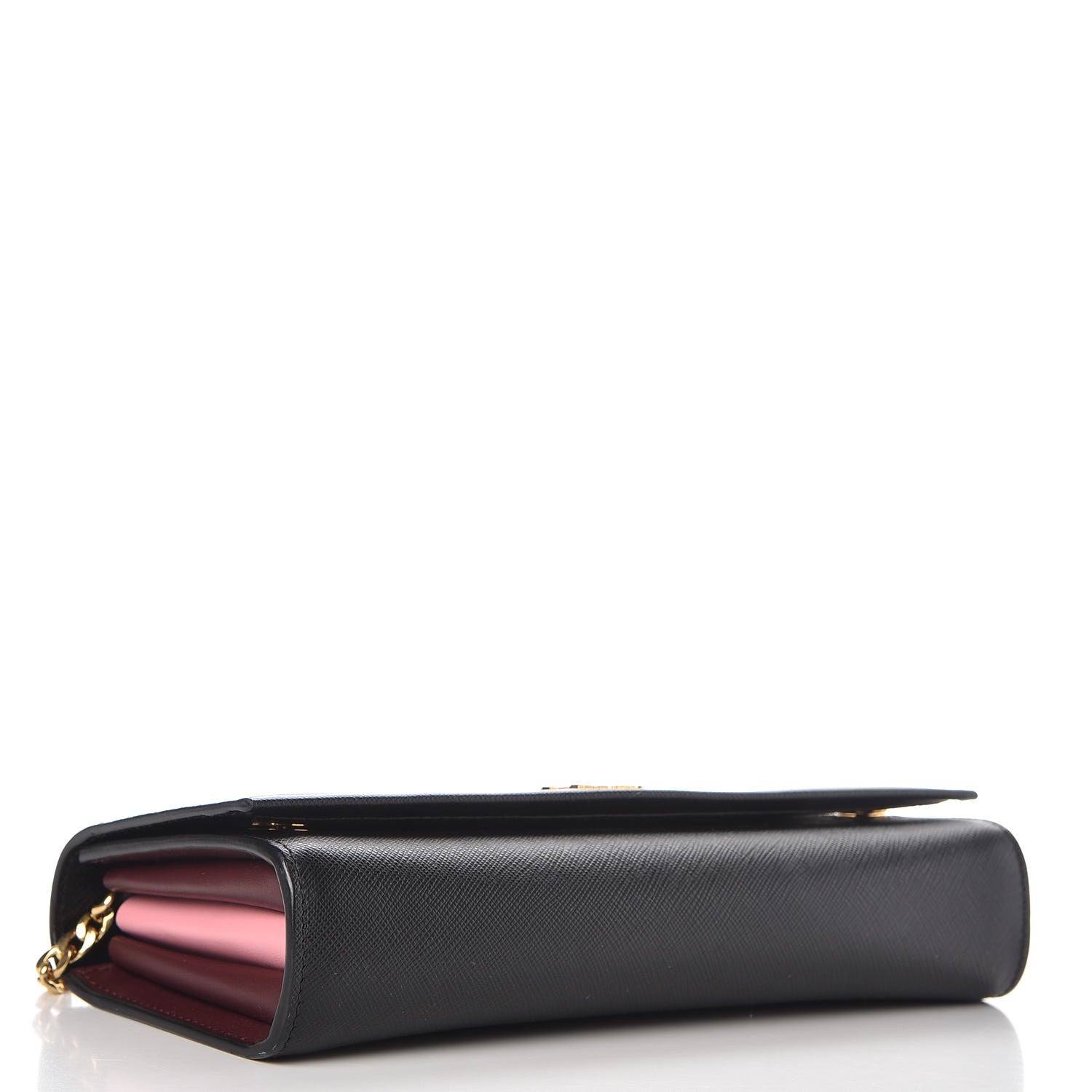 Prada Saffiano Metal Oro Chain Wallet Black 4 of 7