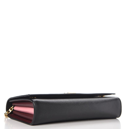 Prada Saffiano Metal Oro Chain Wallet Black 4 of 7