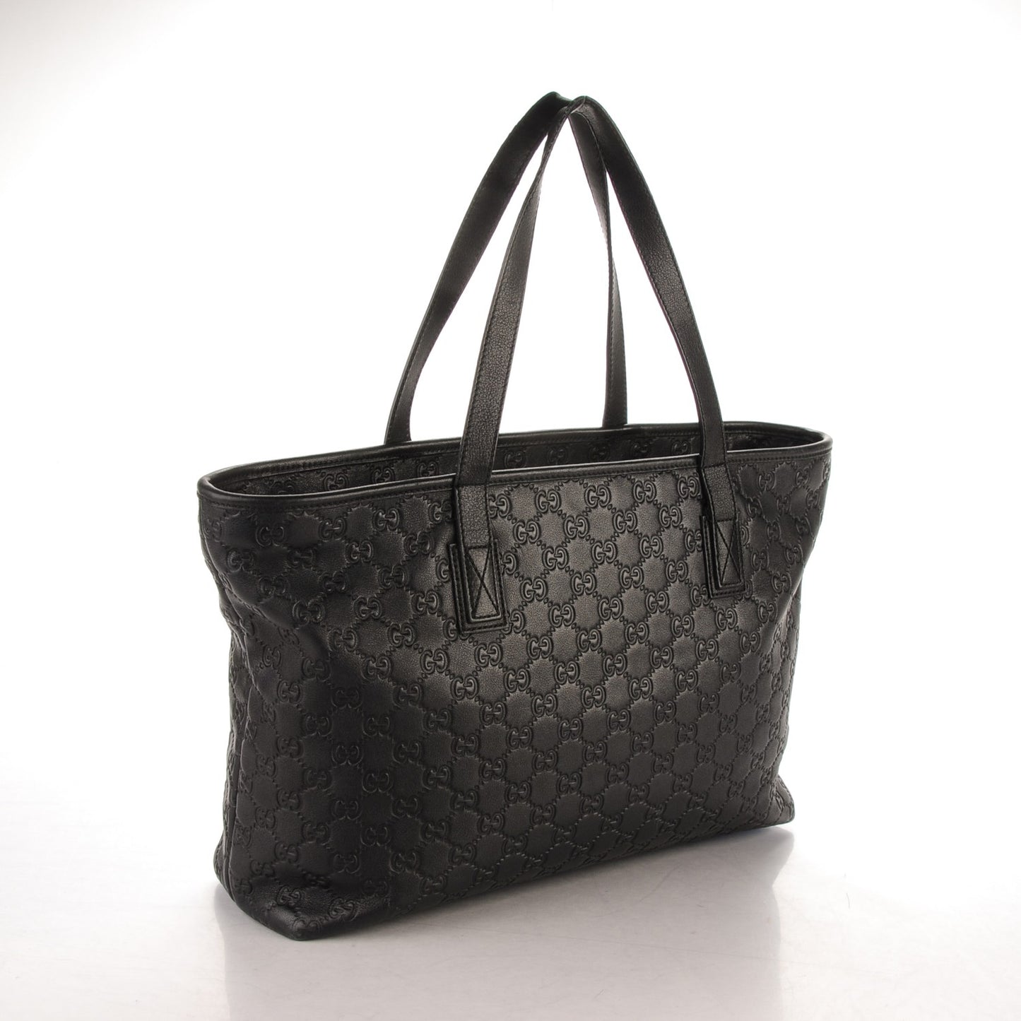 Guccissima Medium Zippered Shopping Tote Black