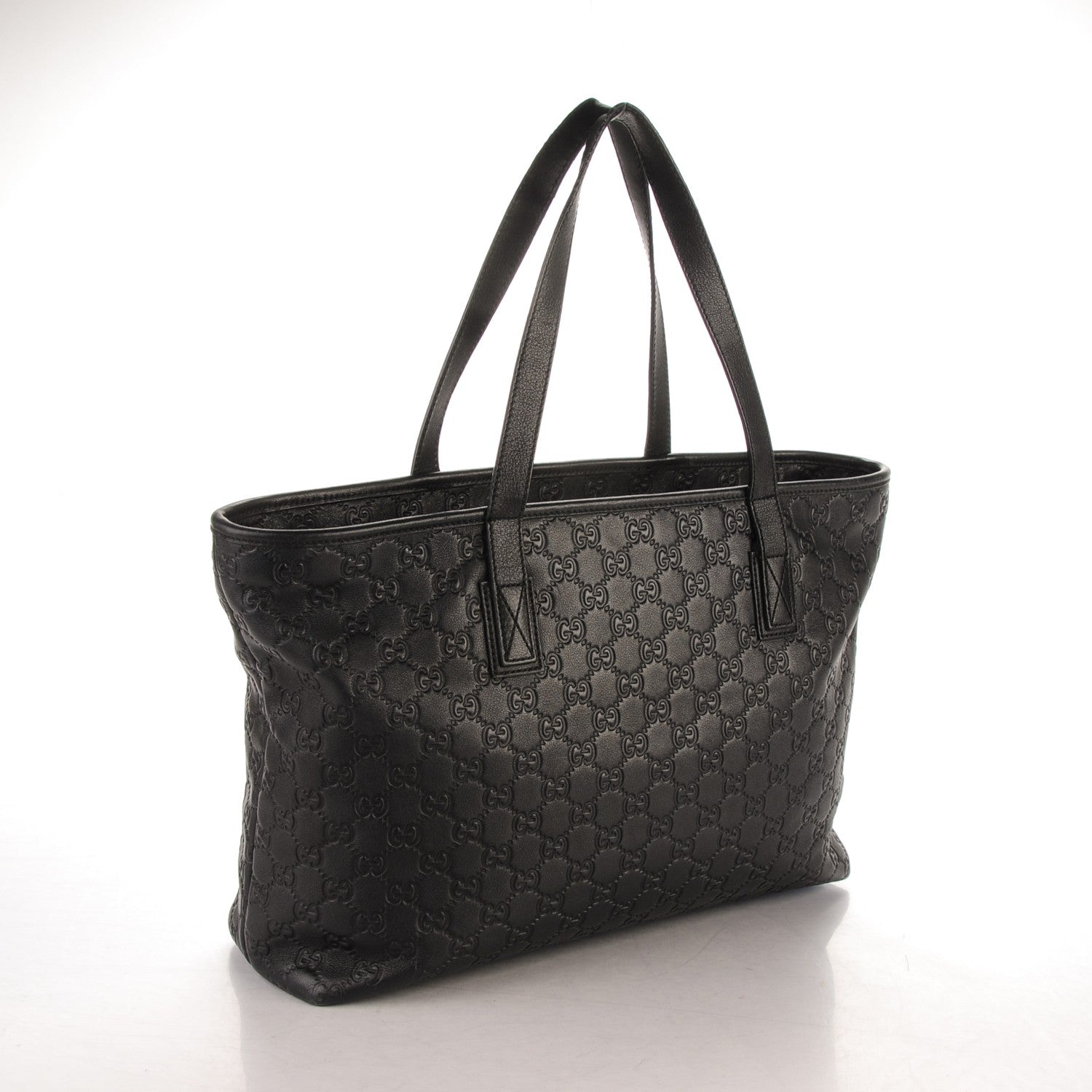 Gucci Guccissima Medium Zippered Shopping Tote Black 3 of 9