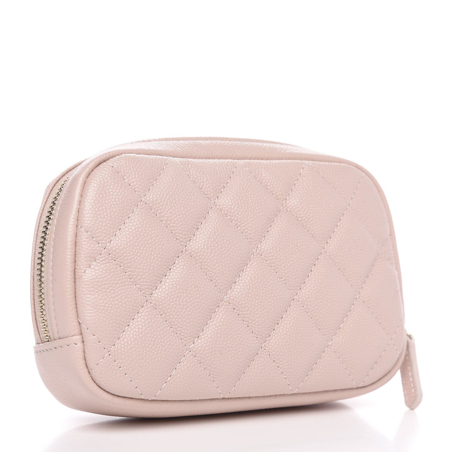 Caviar Quilted Small Curvy Pouch Cosmetic Case Light Pink