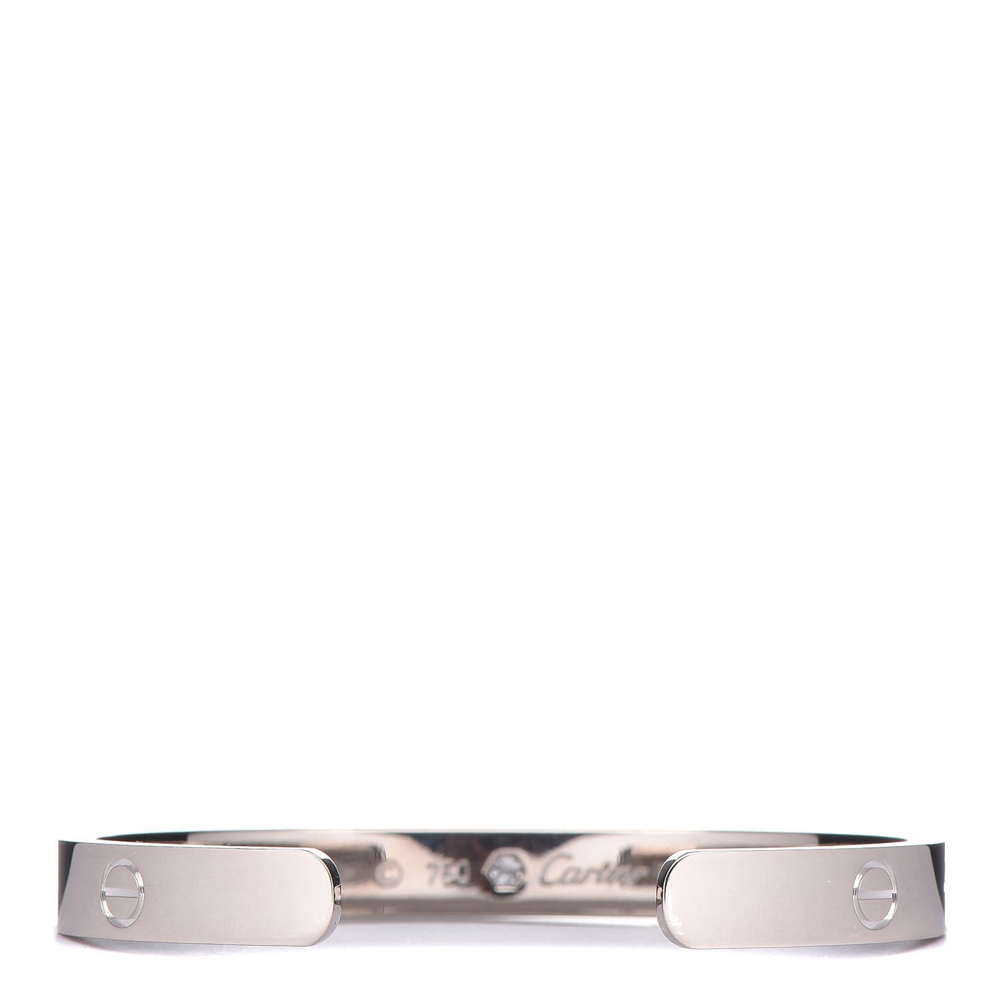 18K White Gold 1 Diamond LOVE Cuff Bracelet 16