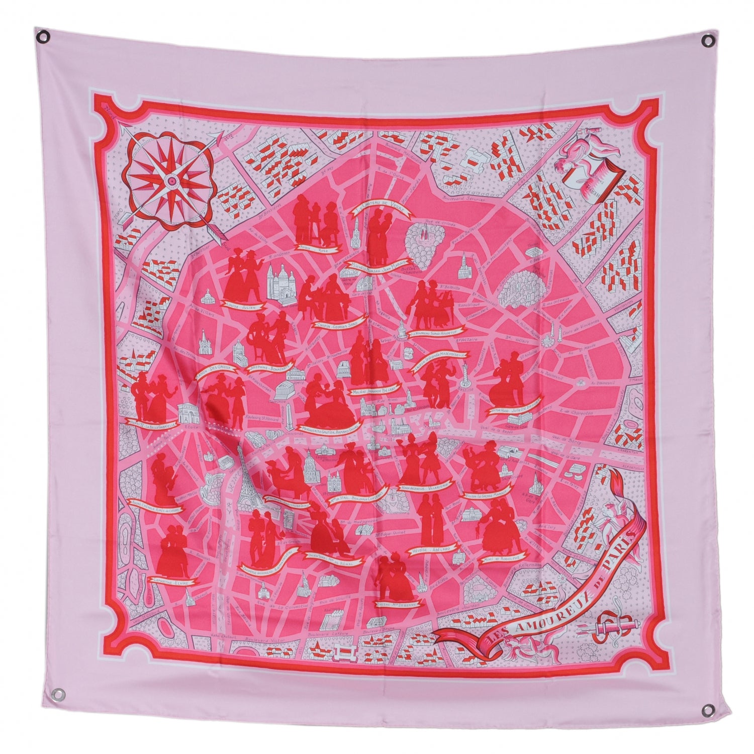 Hermes Silk Les Amoureux de Paris Scarf 90 2 of 6