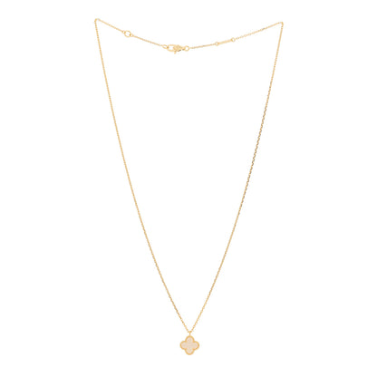 Van Cleef & Arpels 18K Yellow Gold Mother of Pearl Sweet Alhambra Pendant Necklace 5 of 8