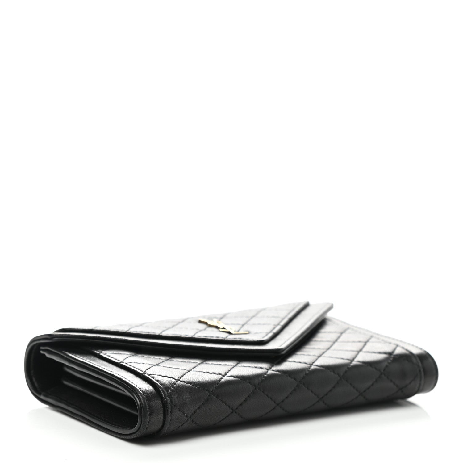 Saint Laurent Lambskin Quilted Monogram Large Gabbie Flap Wallet Black 4 of 7