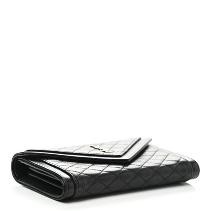 Saint Laurent Lambskin Quilted Monogram Large Gabbie Flap Wallet Black 4 of 7