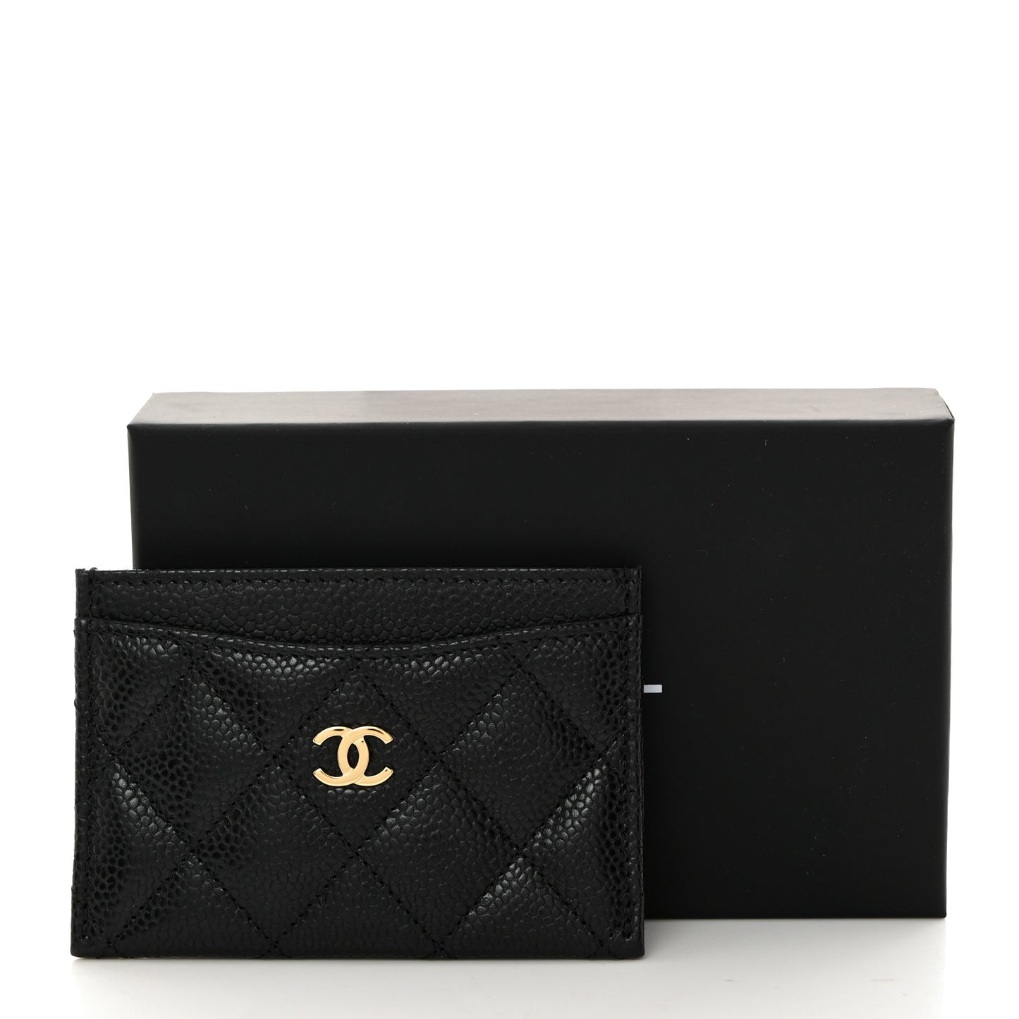 Caviar Quilted Card Holder Black
